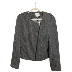 NWT $180 Catherine Malandrino Size XL Textured Runway Style Moto Jacket Gray